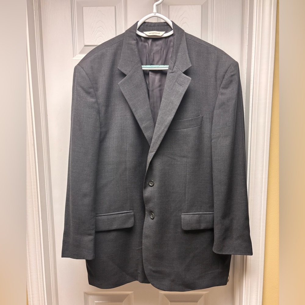 Pronto Uomo 44R Dark Gray Wool Suit Blazer Super 100’s Made in Italy